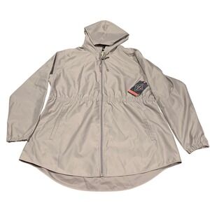 St Johns Bay Anorak Jacket Womens XL  Gray Water Resistant Hooded Windbreaker